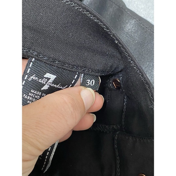 7 Seven For All Mankind Black Women's Jeans Size 30 Flare Low Rise Leather READ - Picture 4 of 14